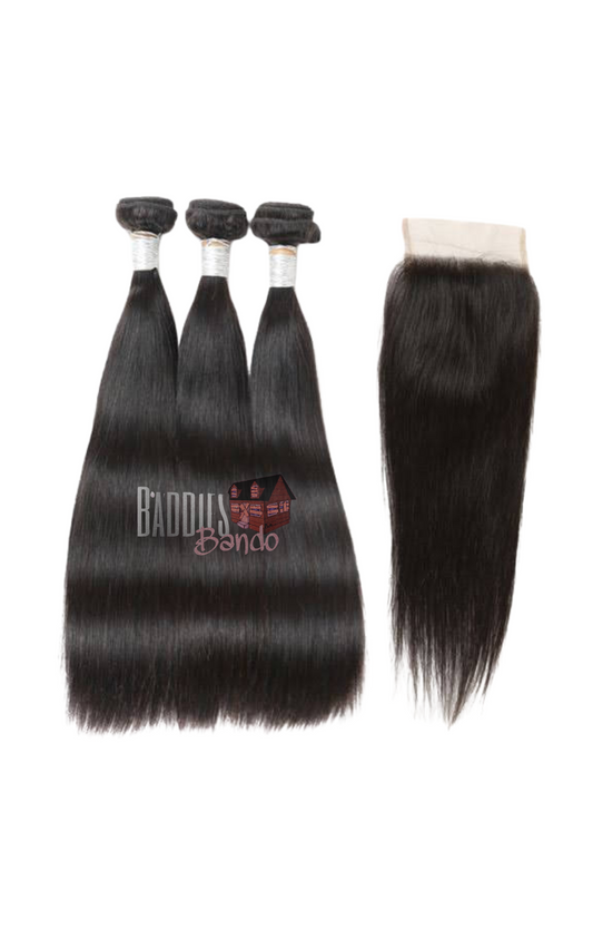 Straight 5x5 hd lace closure+ 3 luxury Indian hair bundles