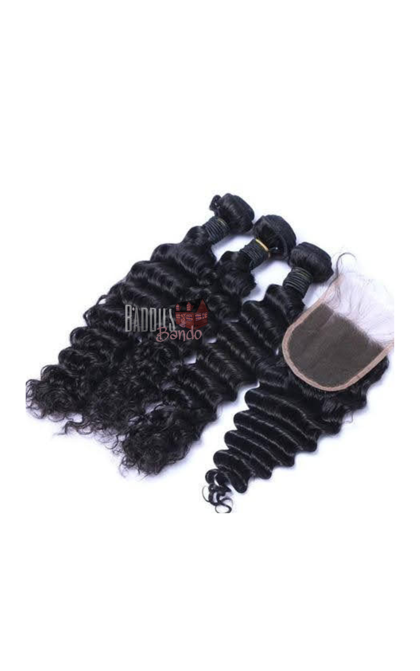 Deep wave hd lace closure+ 3 luxury Indian hair bundles