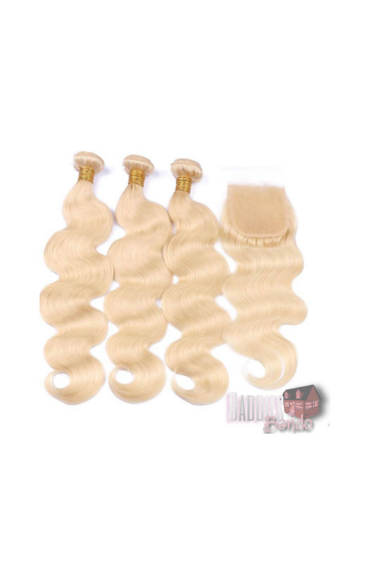 Body wave hd lace 613 closure+ 3 luxury Indian hair bundles