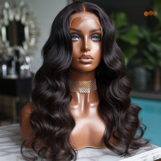 5x5 closure hd lace body wave luxury Indian hair wig